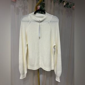 Caslon Ivory Ribbed Knit Sweater Size L | Mock Neck NWT